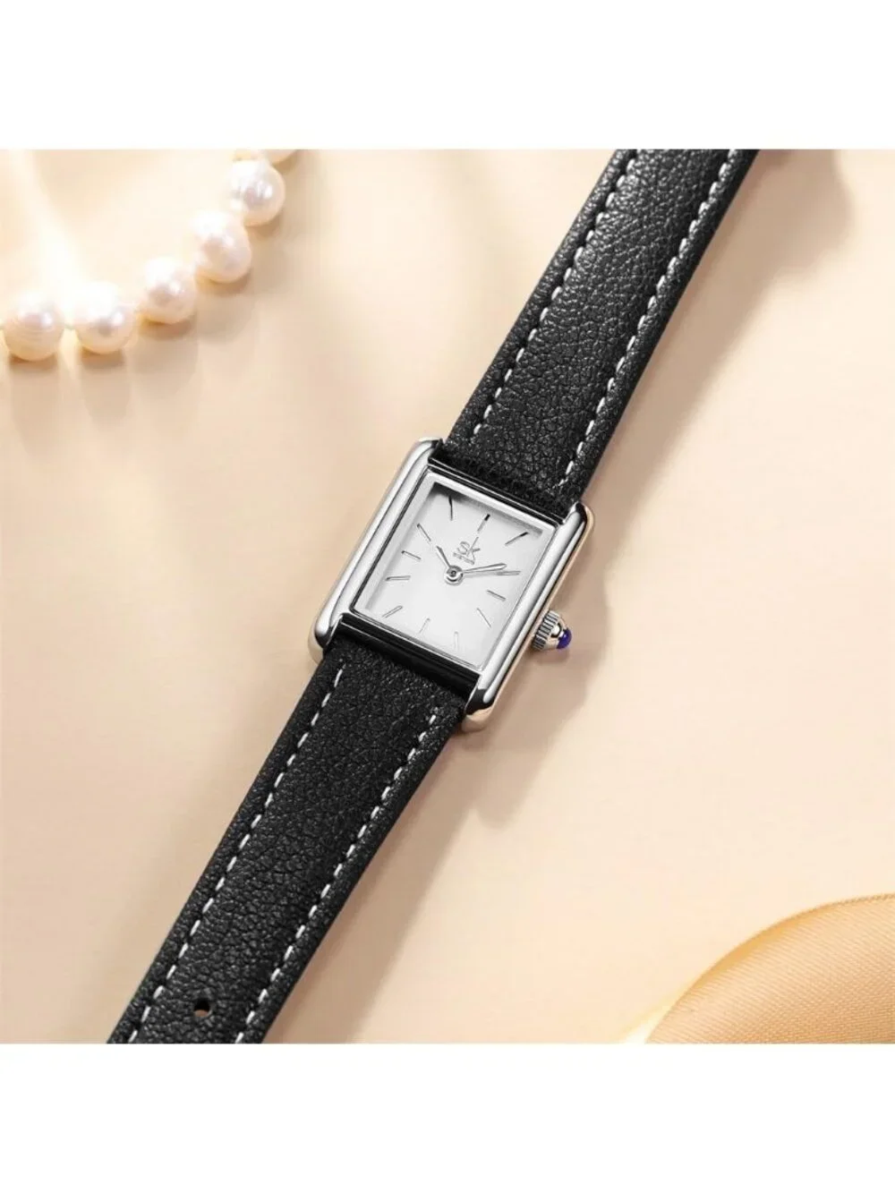 Women's Black Minimalist Vintage Square Leather Strap Vintage Classic Watches